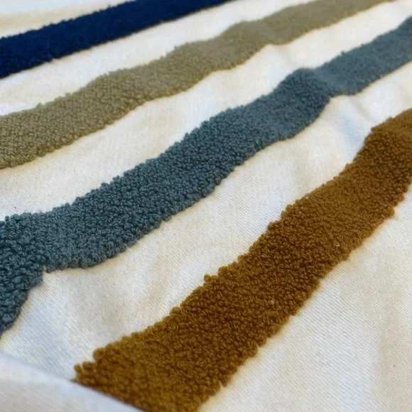 Lou & Grey Fuzzy Striped Terry Sweatshirt, White Size L - Picture 6 of 11